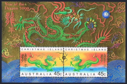 Christmas Island 426b Sheet, MNH. Michel Bl.14. Lunar Year Of The Dragon, 2000. - Christmas Island