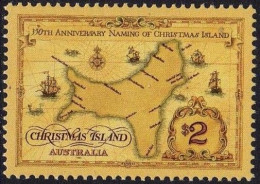 Christmas 357,MNH.Michel 391. Naming Of Christmas Island,350th Ann.1993.Map,ship - Christmas Island