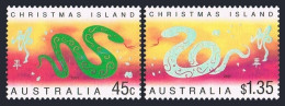 Christmas Isl 430-431, 431a, MNH. Mi 479-480, Bl.15. Lunar Year Of Snake, 2001. - Christmaseiland
