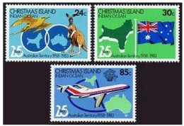 Christmas Island 142-144, MNH. Mi 177-179. Bird, Kangaroo,Flag, Map,Plane, 1983. - Christmaseiland