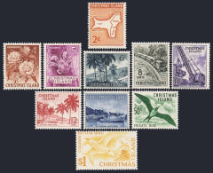 Christmas Isl 11-20, MNH. Mi 11-20. Island Scene, 1963. Map, Flower, Crab, Birds - Christmaseiland