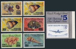 Cocos Isls 225/236,MNH.Mi 236,240-I-II,241-244. Shells & Plane Overprinted,1990. - Kokosinseln (Keeling Islands)
