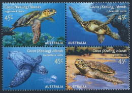 Cocos Isls 336 Ad Block,MNH. Turtles 2002.Loggerhead,Hawksbill,Leatherback,Green - Islas Cocos (Keeling)