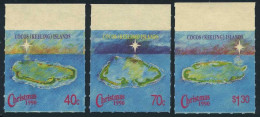 Cocos Isls 222-224,MNH.Michel 237-239. Christmas 1990.Aerial View,Star. - Islas Cocos (Keeling)