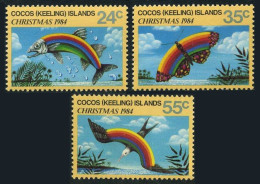 Cocos Isls 122-124,MNH.Michel 126-128. Christmas 1984.Fish,Butterfly,Bird. - Cocos (Keeling) Islands