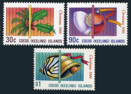Cocos Isls 155-157,MNH.Michel 163-165. Christmas 1986.Coconut,Shells, - Islas Cocos (Keeling)