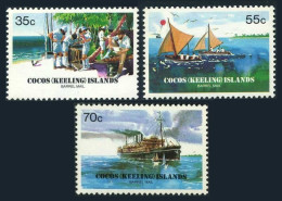 Cocos Isls 111-113,MNH.Michel 115-117. 75th Ann.of Barrel Mail,1984.Birds,Ships. - Cocos (Keeling) Islands