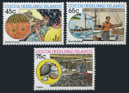 Cocos Isls 166-168,MNH. 1987.Batik Printing,Boat Building,Copra Production. - Islas Cocos (Keeling)