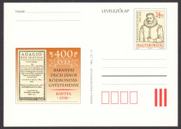 János Baranyai Decsi /  Renaissance Writer Transylvania / STATIONERY POSTCARD - 1996 HUNGARY - Book Codex - Interi Postali