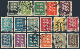 Estonia 90-104,95 Color Var,used.Michel 74-86,79b,106-107. Arms-Lion, 1929-1935. - Estonie