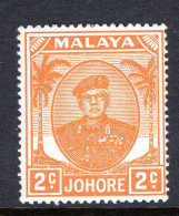 Malaysian States - Johore - 1949 Sultan Sir Ibrahim - 2c Orange HM (SG 134) - Johore