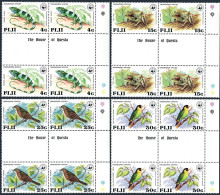 Fiji 397-400 Gutter Block, MNH. Mi 387-390. WWF 1979. Iguana, Frog,Warbler,Finch - Fiji (1970-...)