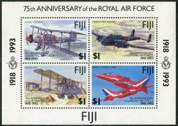 Fiji 691 Sheet, MNH. Michel Bl.10. Royal Air Force, 75th Ann. Hong Kong-1994. - Fidji (1970-...)