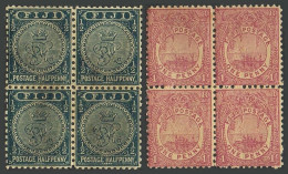 Fiji 53,55 Blocks/4, Mint Without Gum. Mi 27,29. Crown, Fijian Canoe, 1892-1896. - Fidji (1970-...)