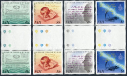 Fiji 603-606 Gutter, MNH. Mi 599-602. Epic Voyage Of William Bligh. 1989. Ship, - Fiji (1970-...)