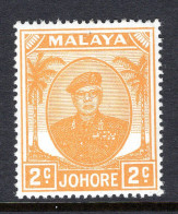 Malaysian States - Johore - 1949 Sultan Sir Ibrahim - 2c Orange-yellow HM (SG 134a) - Johore