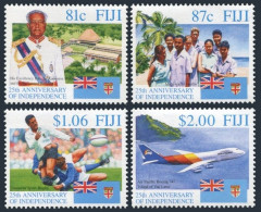 Fiji 741-744, MNH. Mi 741-744. Independence,25th Ann.1995 President,Rugby,Plane. - Fidji (1970-...)