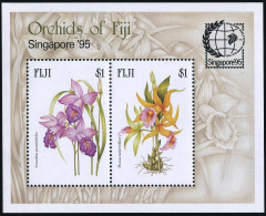 Fiji 740 Ab Sheet, MNH. Michel 739-740 Bl.16. SINGAPORE-1995. Orchids. - Fidji (1970-...)