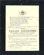 M. Léonard ALEXANDRE, Echevin Communal, Décédé à BRAFFE Le 3-12-1903 à L'âge De 64 Ans - Esquela