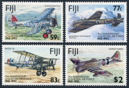Fiji 687-690,691 Sheet, MNH. Mi 682-685, Bl.10. Royal Air Force, 75th Ann. 1993. - Fidji (1970-...)