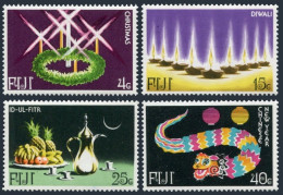 Fiji 393-396, MNH. Michel 383-386. 1978. Wreath, Candles, Diwali, Paper Dragon, - Fidji (1970-...)