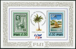 Fiji 771 Sheet,MNH.Michel Bl.19. Post,Telecommunications,1996.Canoes, - Fiji (1970-...)