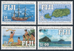 Fiji 641-644, MNH. Mi 646-649. Discovery Of Rotuma Island, 200, 1991. Ship, Map. - Fidji (1970-...)