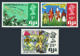 Fiji 277-279, MNH. Mi 249-251. WW II. Fiji Military Forces, 25th Ann. Map,Flags, - Fiji (1970-...)