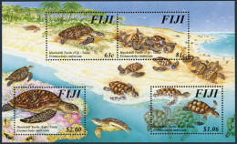 Fiji 792 Ad Sheet,MNH.Michel 804-807 Bl.22. Hawksbill Turtle 1997. - Fidji (1970-...)