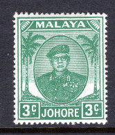 Malaysian States - Johore - 1949 Sultan Sir Ibrahim - 3c Green HM (SG 135) - Johore