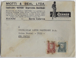 Brazil 1950s Miotti & Beal Ltd Cover Representative Of Renner Clothing From Xaxim To São Paulo Stamp Duke Of Caxias - Briefe U. Dokumente