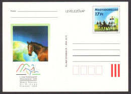 1996 - HUNGARY - HORSE RIDERS Sport World Festival - STATIONERY - POSTCARD - Reitsport