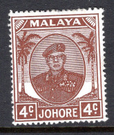 Malaysian States - Johore - 1949 Sultan Sir Ibrahim - 4c Brown HM (SG 136) - Johore