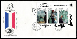 Kiribati 527, FDC. Michel 529-531 Bl.17. PHILEFRANCE-1989. Statue Of Liberty. - Kiribati (1979-...)