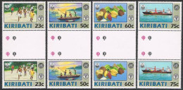 Kiribati 595-598 Gutter,MNH.Michel 595-598. FAO,WHO 1992.Fishing,Fruit,Ship. - Kiribati (1979-...)