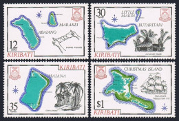 Kiribati 369-372, MNH. Mi 367-370. 1981. Maps, Sailing Ship, Coral Road, Palms, - Kiribati (1979-...)