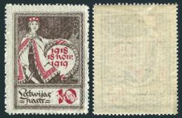 Latvia 60, MNH. Michel 32y. Allegory-One Year Independence, 1919. - Lettonie