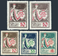 Latvia 59-63, MNH. Michel 32 X-y,33-35. Allegory-One Year Independence, 1919. - Letland