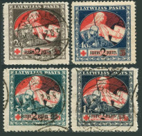 Latvia B13-B16, Used. Mi 65z-68z. MERCY Assisting Wounded Soldier.New Value 1921 - Lettonia