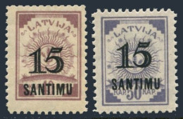 Latvia 132-133,MNH.Michel 114-115. Arms Surcharged With New Value,1927. - Latvia