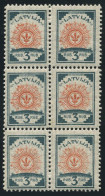 Latvia 57 Laid Paper Block/6,MNH.Michel 30-31a. Arms 1919. - Letland