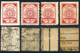Latvia 1-2, Hinged. Michel 1-I/2-I. Arms, 1918. Back: German Map. - Lettonie