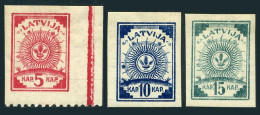 Latvia 3-5,hinged.Michel 3B-5B. Arms.Paper With Ruled Lines.1919. - Latvia