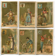 Lot 6 Chromos Enseignes Boucher Savetier Boulangère Apothicaire Cabaret Remouleur - Otros & Sin Clasificación