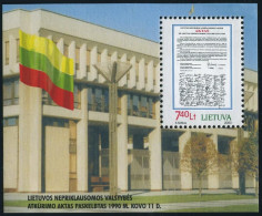 Lithuania 662,MNH. Mi Bl.18. Declaration Of Independence From Soviet Union,2000. - Lithuania