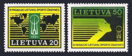 Lithuania 396-397,MNH.Michel 482-483. 4th World Lithuanian Games,1991.Map,Head. - Litouwen