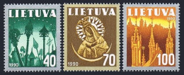 Lithuania 390-392,MNH.Mi 474-476. Religious Symbols,1991.Crosses,Madonna,Spires. - Litouwen