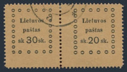 Lithuania 22-23 Pair,used.Michel 22-23 Pair. Third Kaunas Issue,1919. - Lithuania