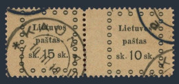Lithuania 20-21 Pair,used.Michel 20-21-I Pair. Third Kaunas Issue,1919. - Lithuania