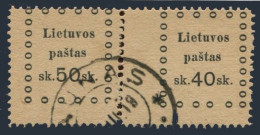 Lithuania 24-25 Pair,used.Michel 24-25 Pair. Third Kaunas Issue,1919. - Lituania